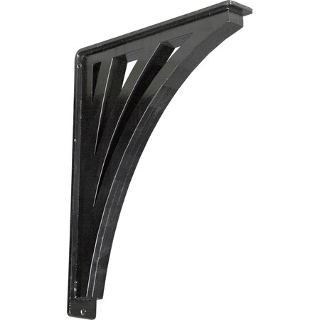 Ekena Millwork Nevio Wrought Iron Bracket, (Triple center brace), Powder Coated Black 2"W x 12"D x 15"H BKTM02X12X15TNE